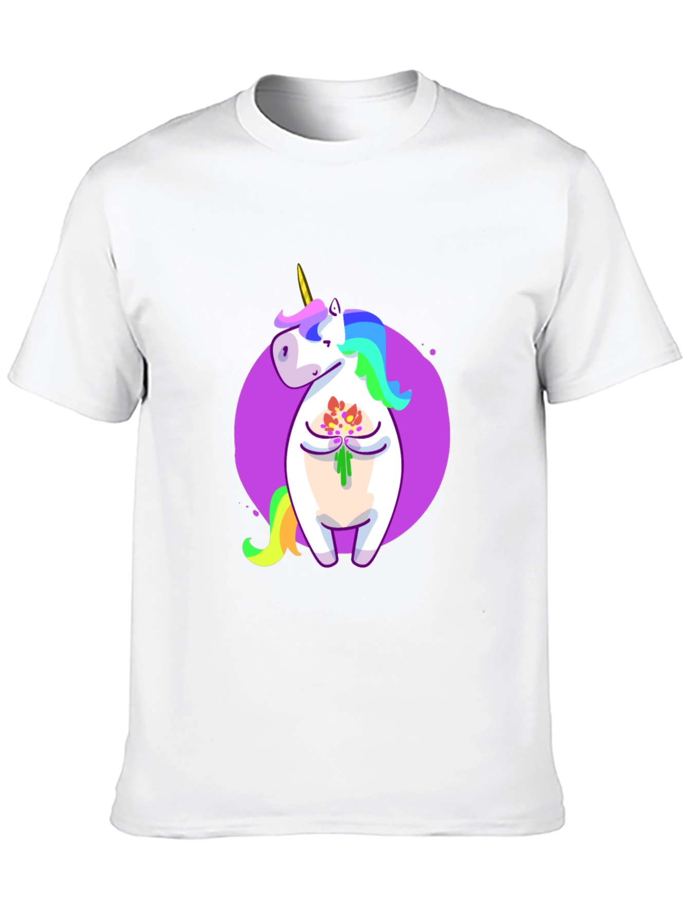Unicorn Flower Graphic Black T-Shirt