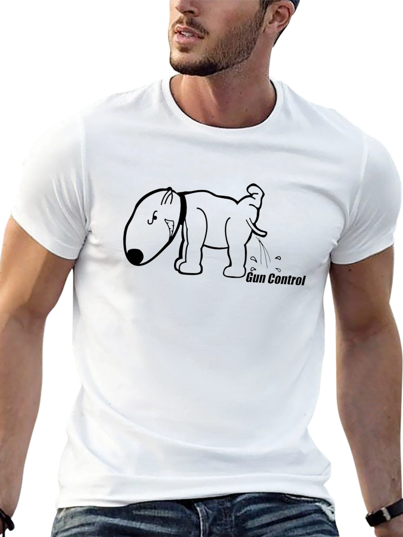 Gun Control Humor T-Shirt - Dog Pissing Design