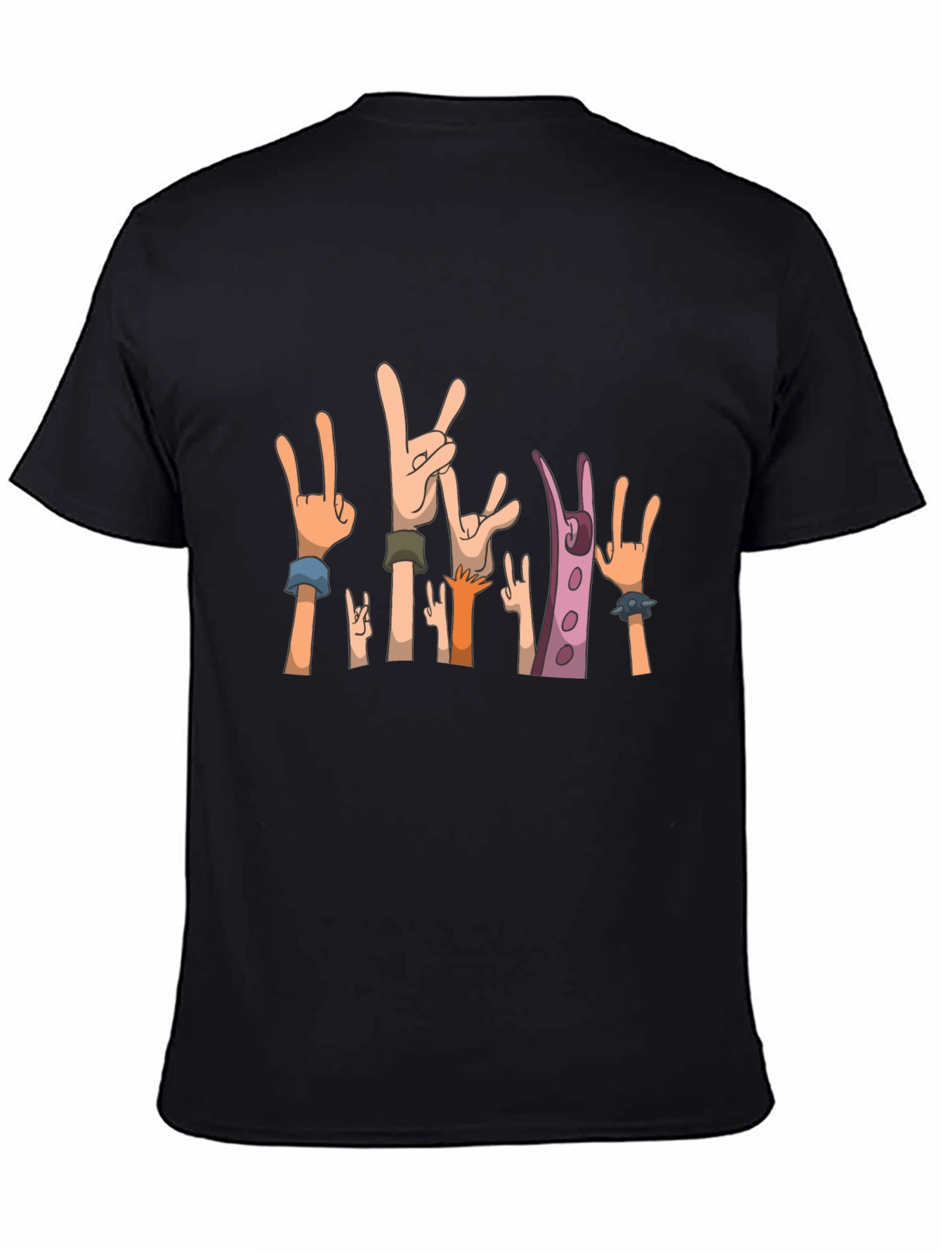 Rock On! Graphic Print Black T-Shirt