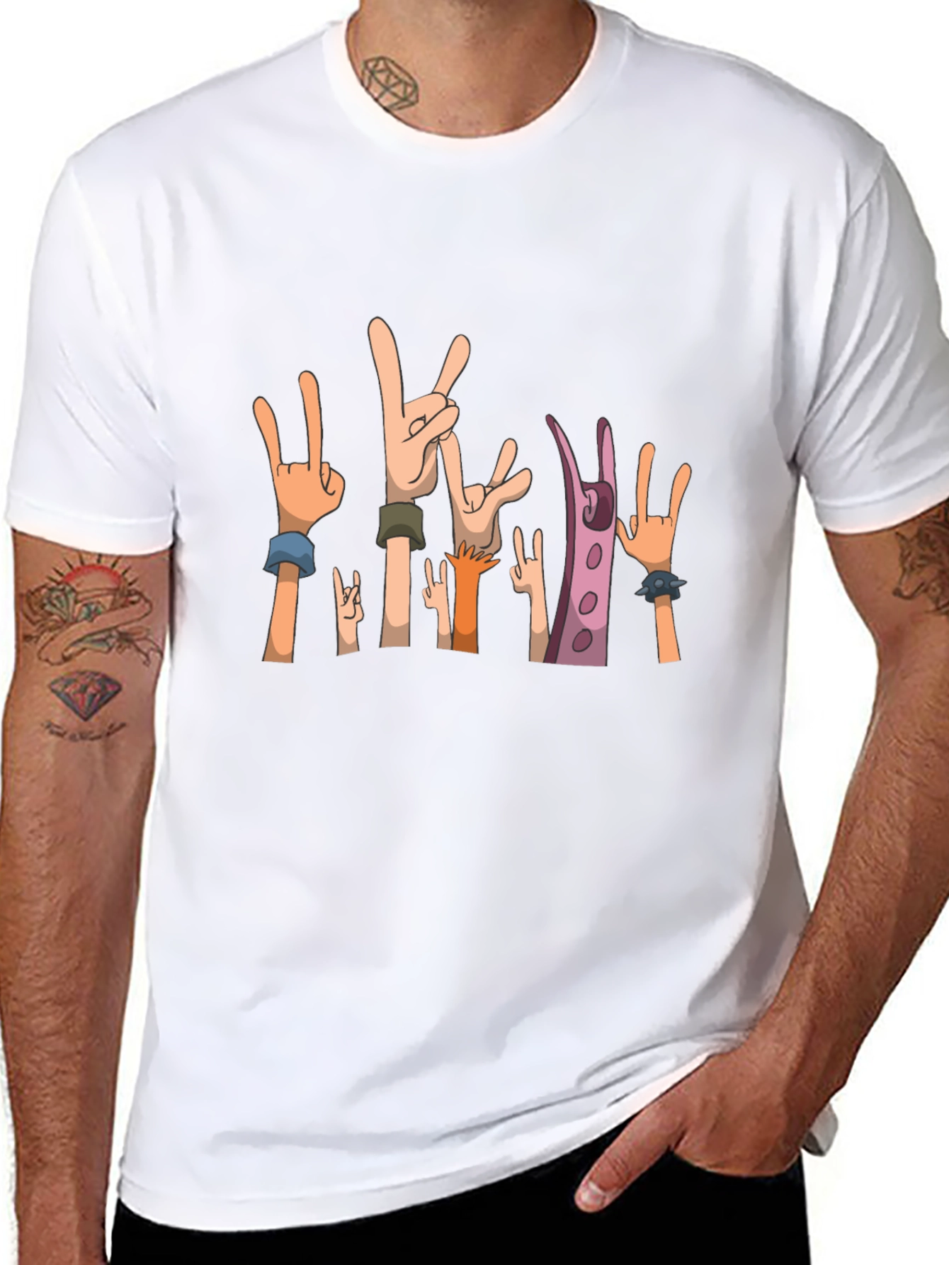 Rock On! Graphic Print Black T-Shirt