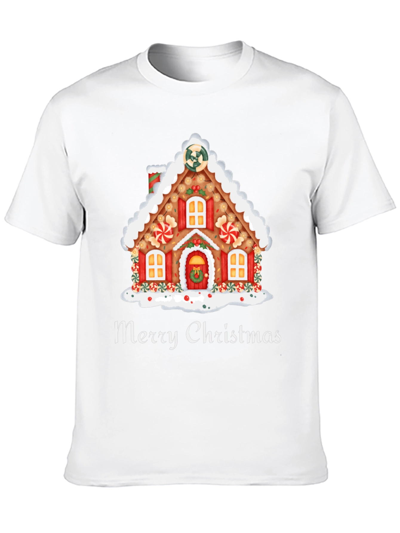 Merry Christmas Gingerbread House Graphic Tee