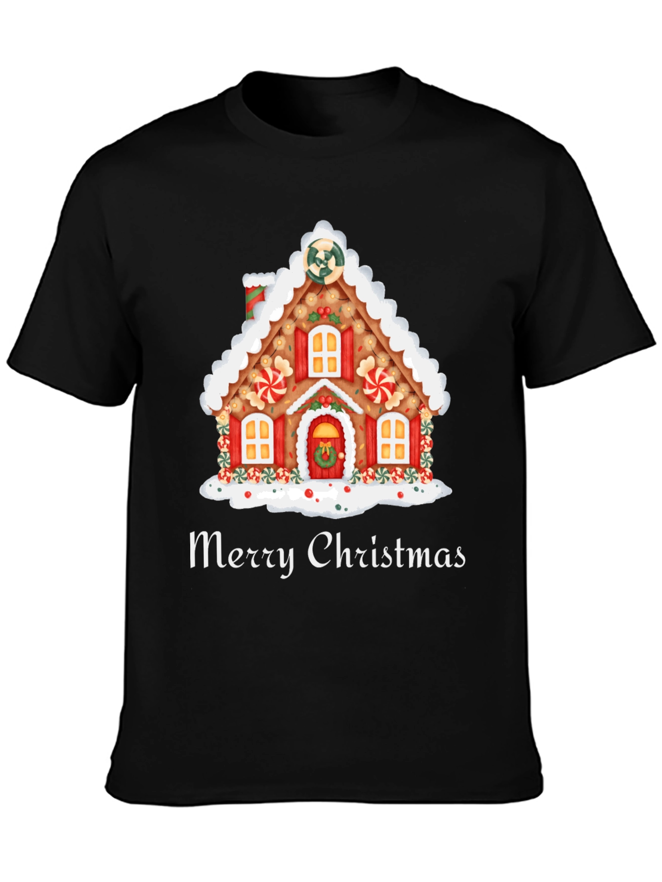 Merry Christmas Gingerbread House Graphic Tee