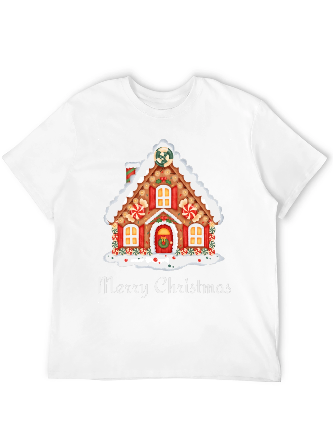 Merry Christmas Gingerbread House Graphic Tee