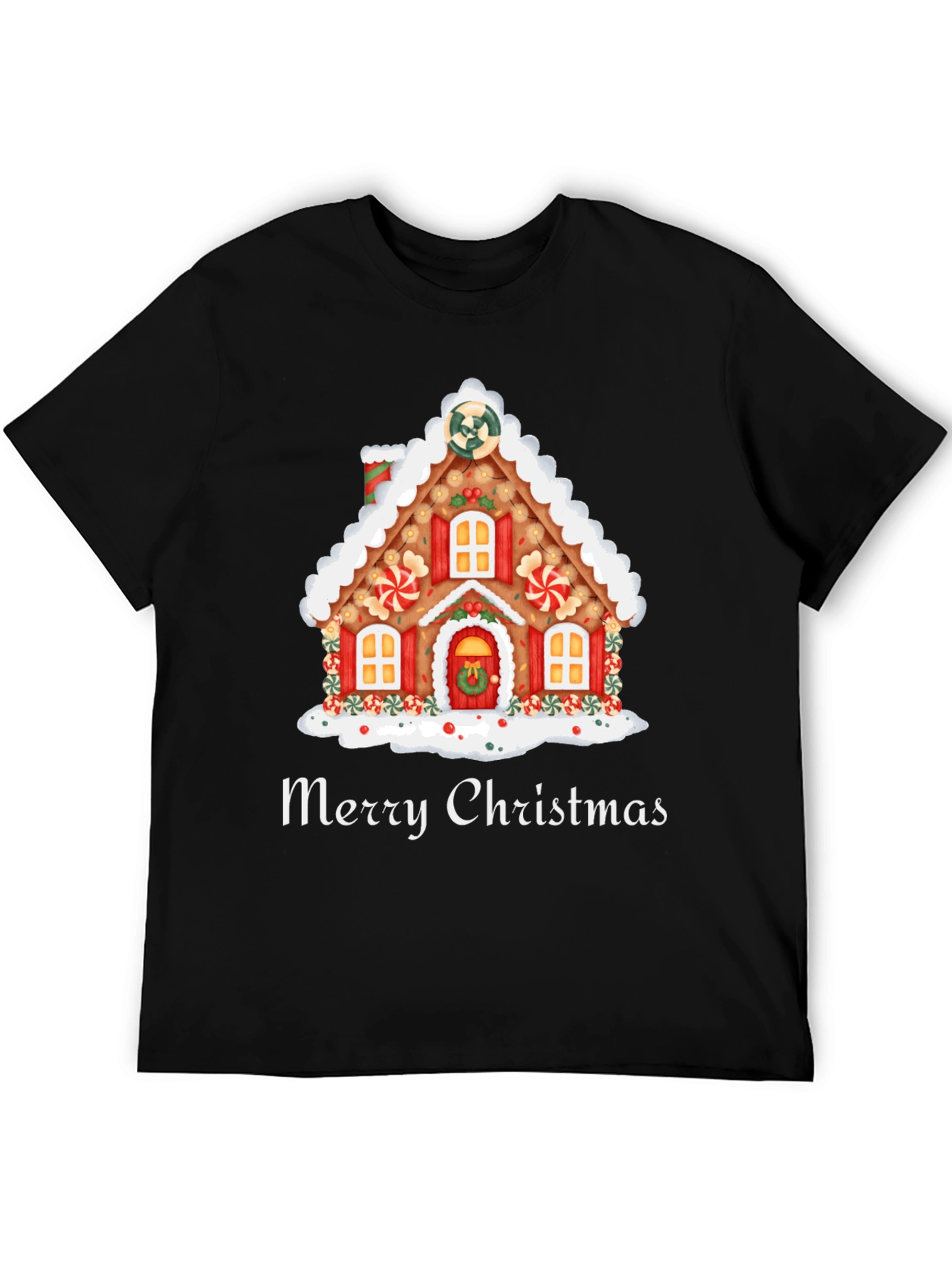 Merry Christmas Gingerbread House Graphic Tee