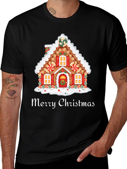 Merry Christmas Gingerbread House Graphic Tee