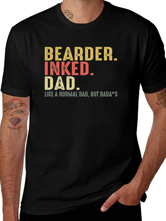 Bearded Inked Dad T-Shirt - Badass Father Tee