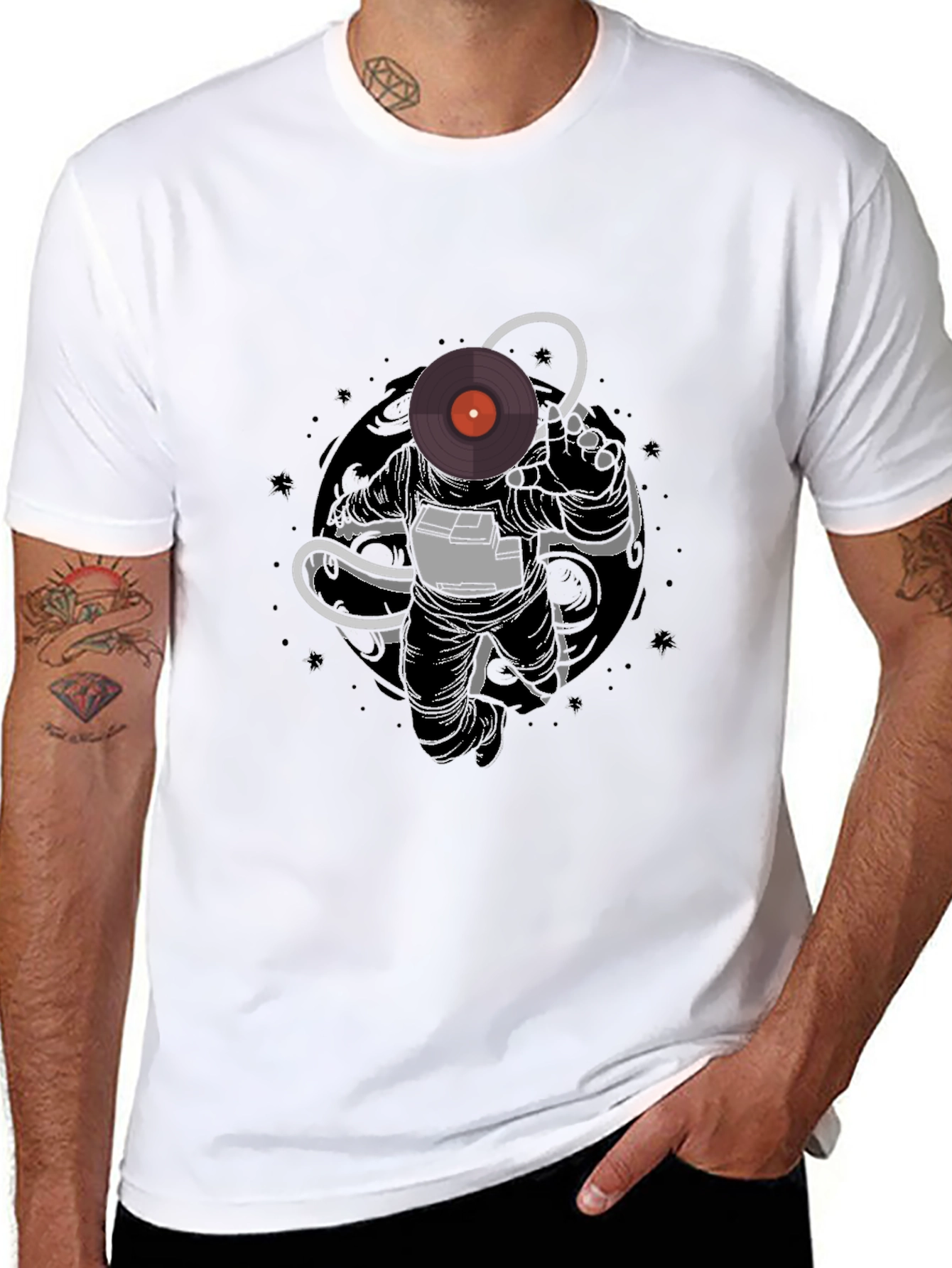 Astronaut DJ Graphic Tee - Black Cotton Blend