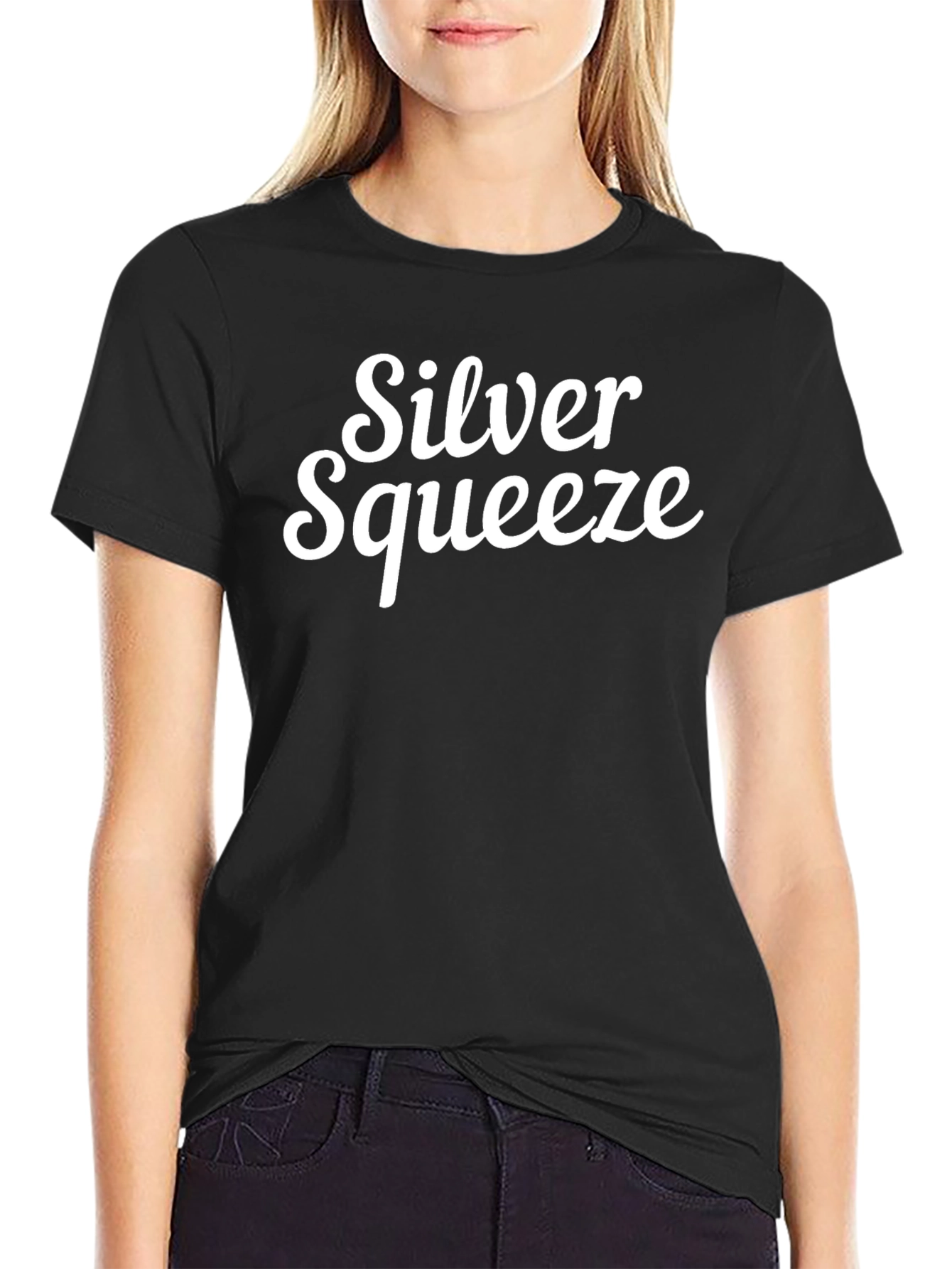 Silver Squeeze Graphic Tee - Black Cotton T-Shirt