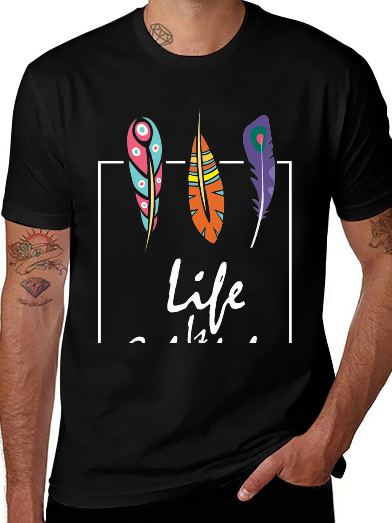Feather Graphic Print T-Shirt