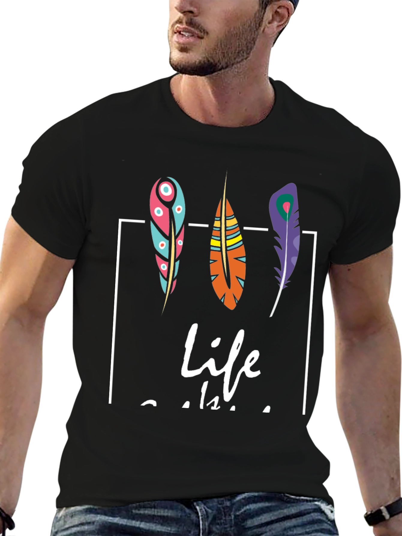 Feather Graphic Print T-Shirt