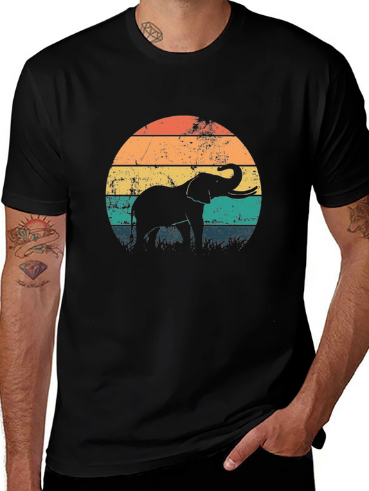 Retro Elephant Graphic T-Shirt - Vintage Style