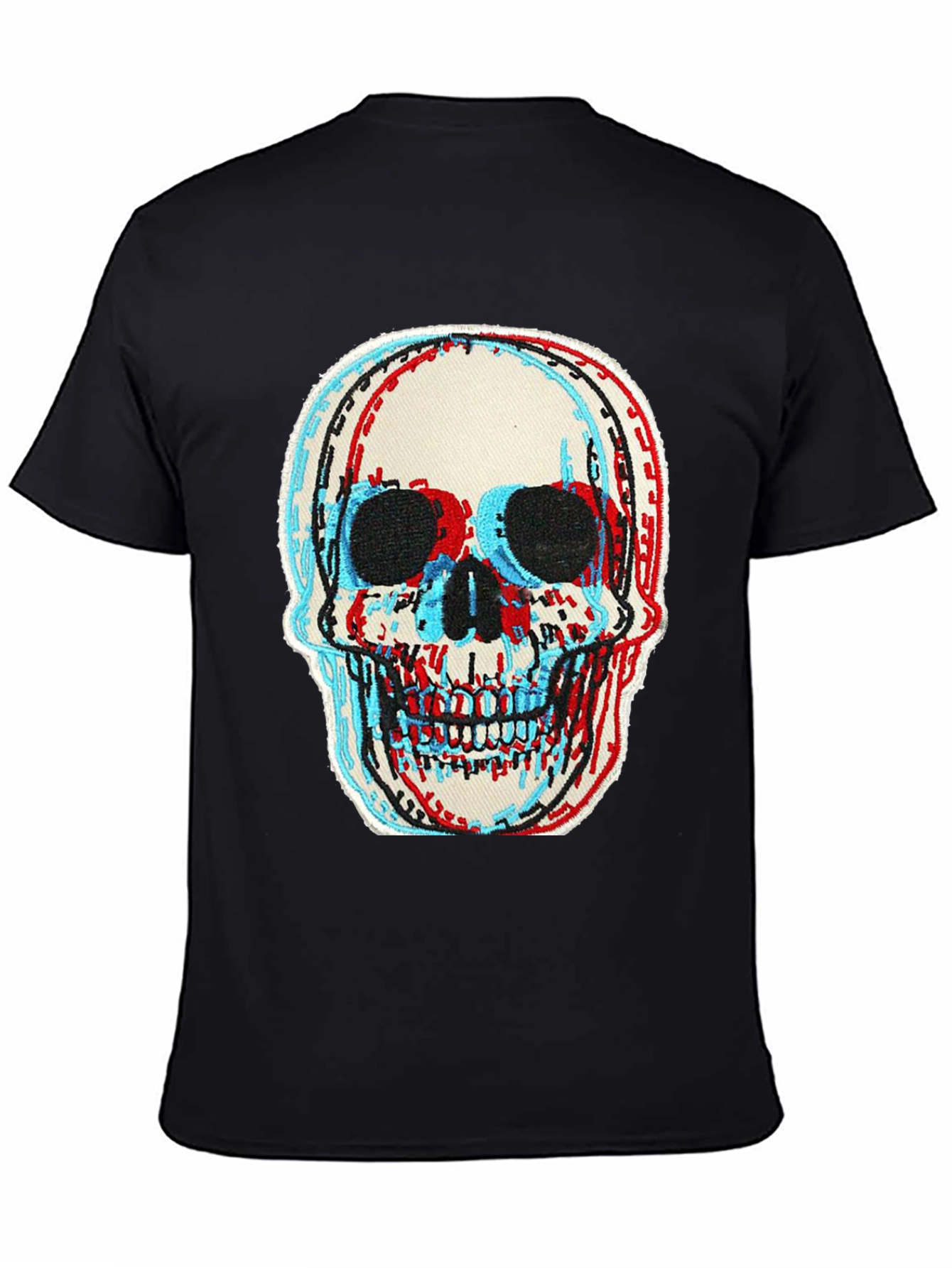 Skull Graphic Tee - 3D Effect Print Black T-Shirt