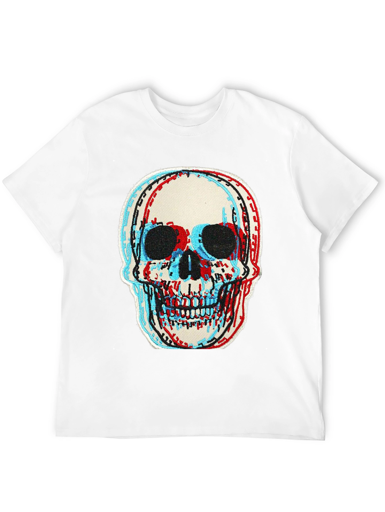 Skull Graphic Tee - 3D Effect Print Black T-Shirt