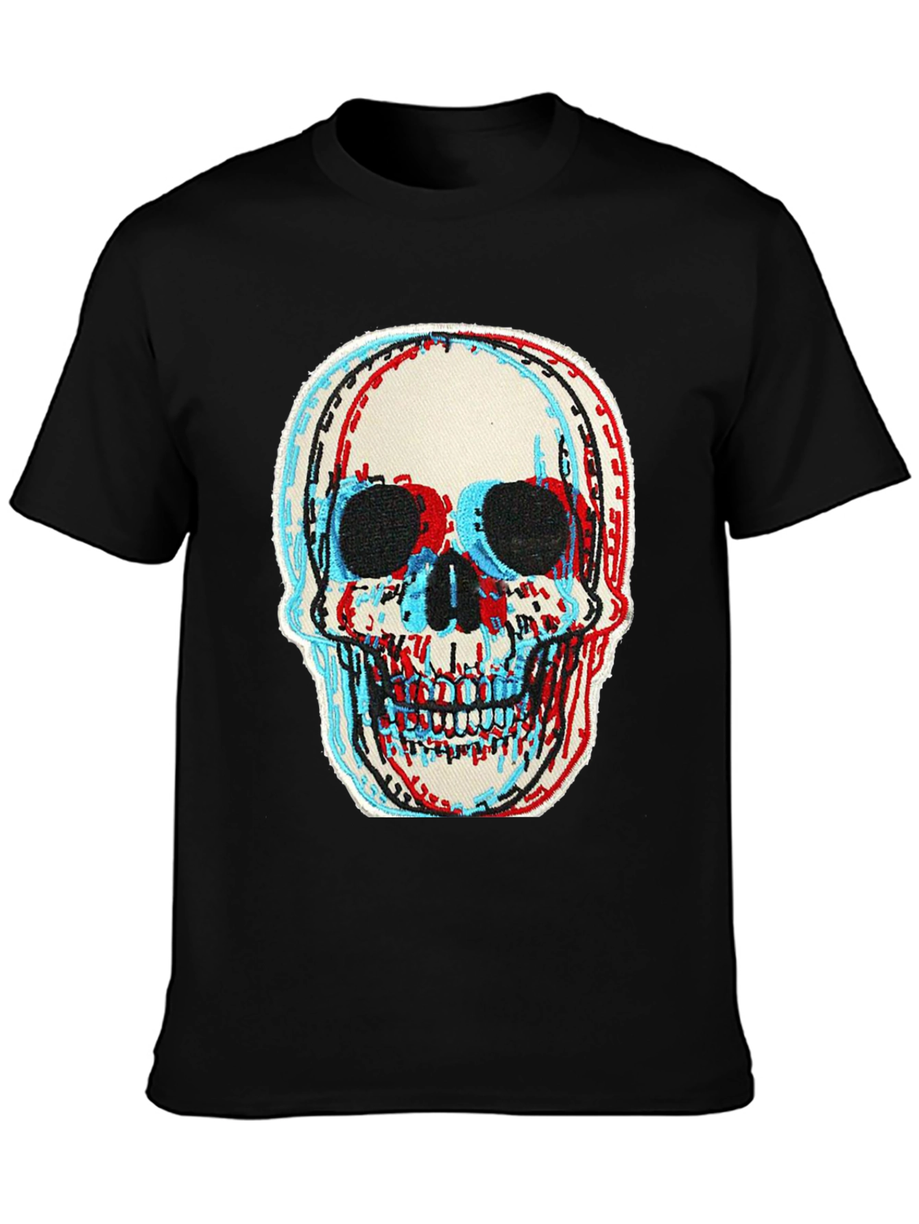 Skull Graphic Tee - 3D Effect Print Black T-Shirt