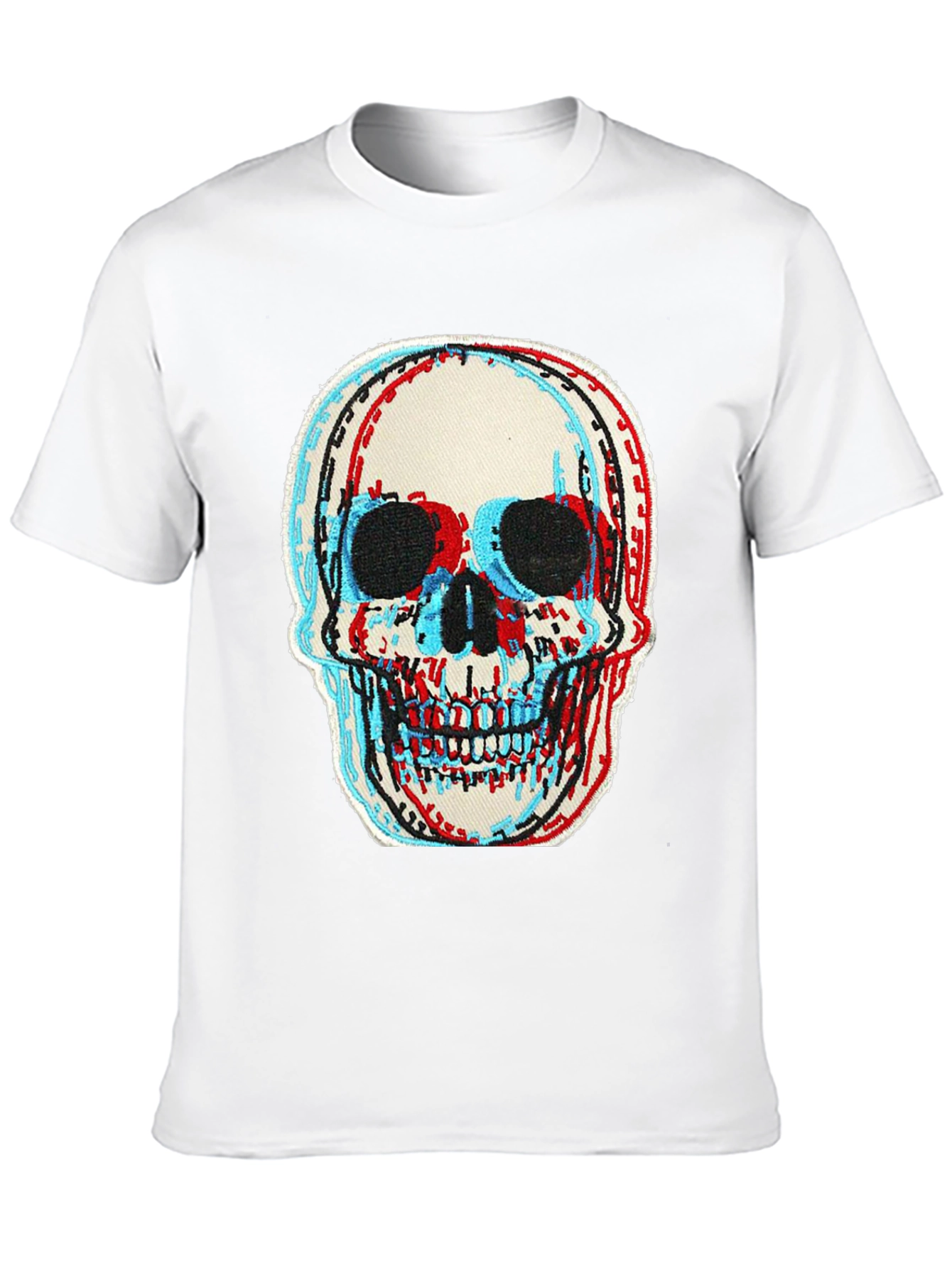 Skull Graphic Tee - 3D Effect Print Black T-Shirt