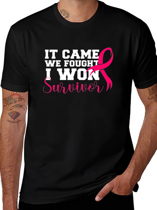Breast Cancer Survivor T-Shirt - It Came We Fought I Won