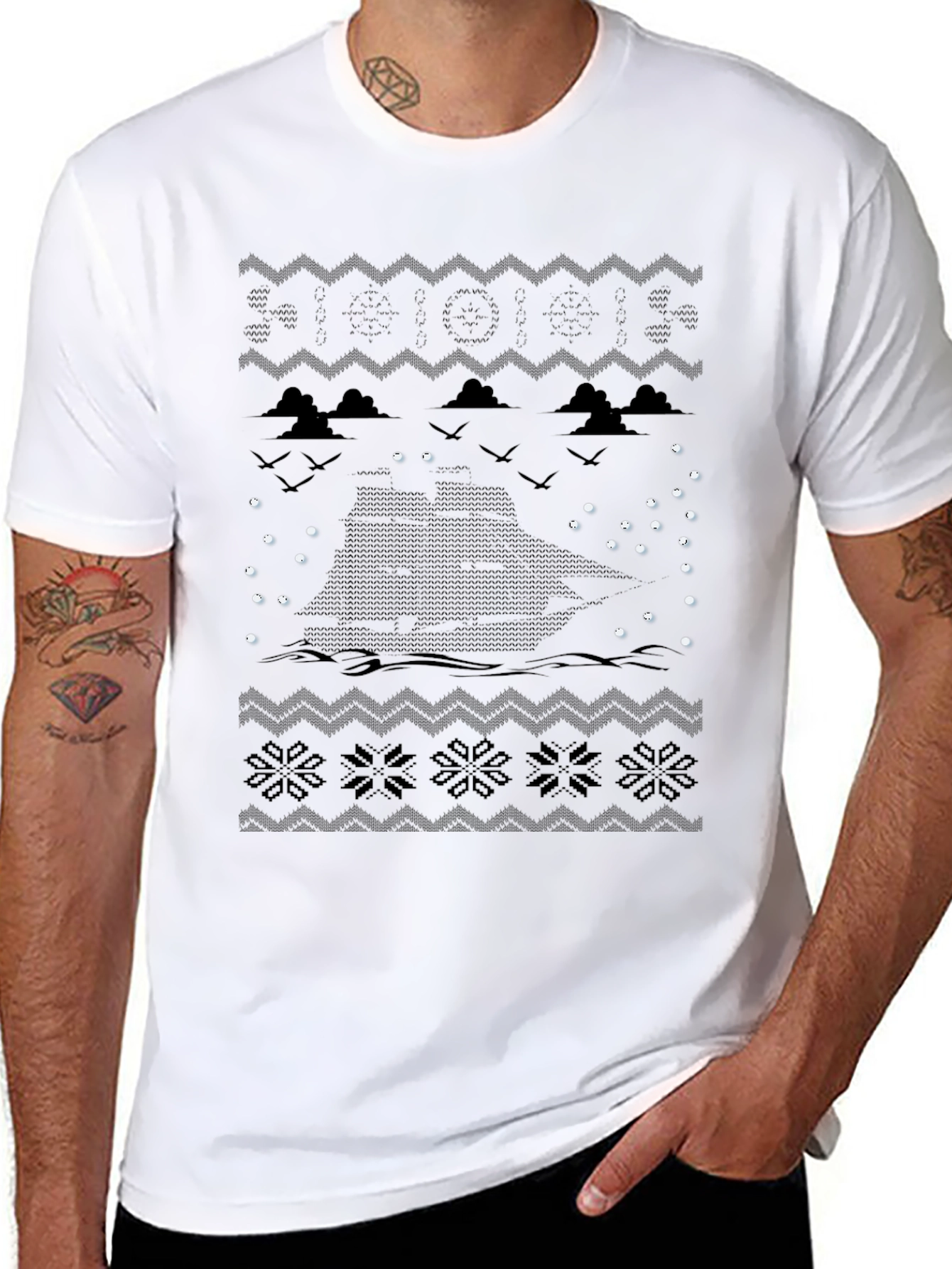 Nautical Christmas Crewneck T-Shirt