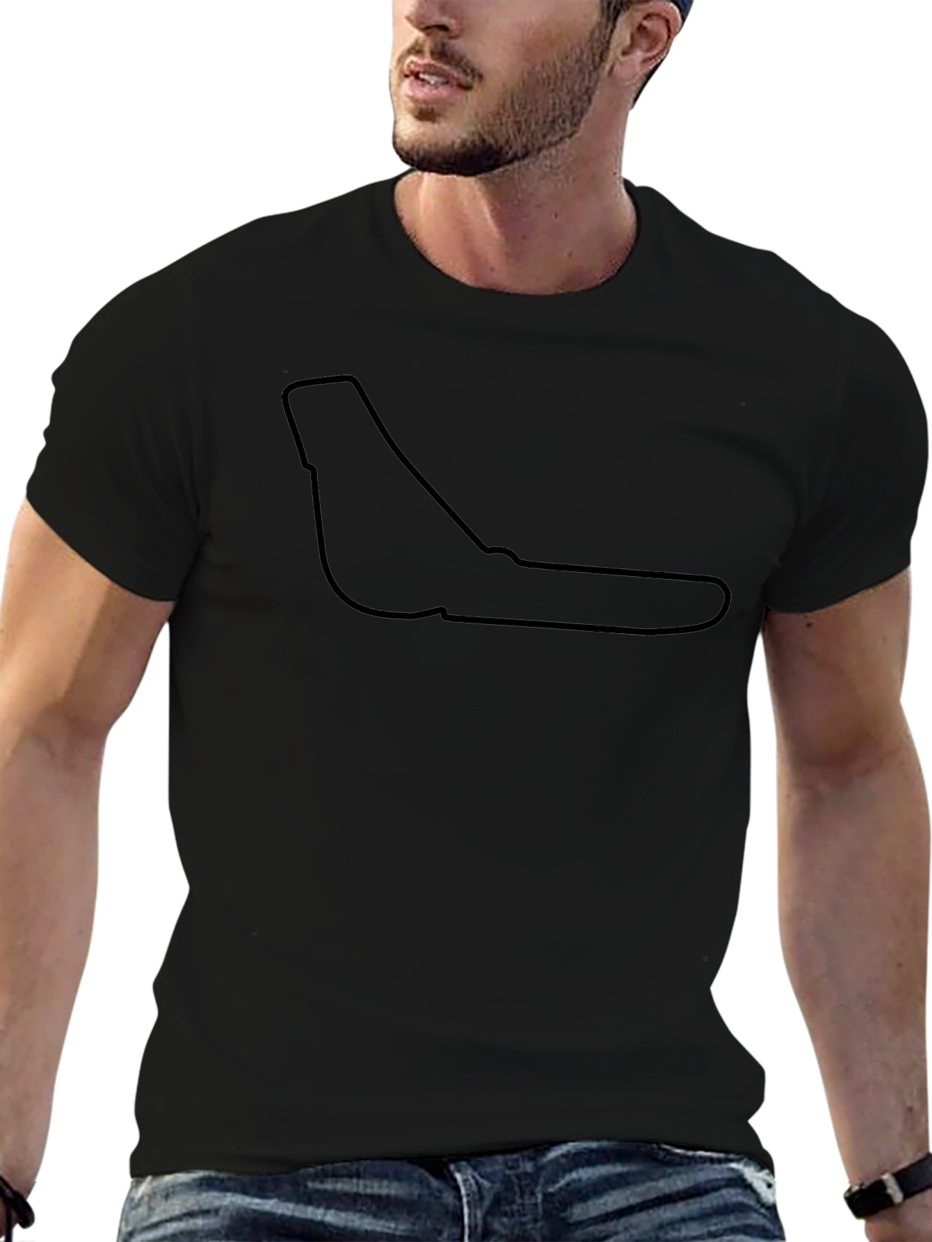 Minimalist Race Track Outline Black T-Shirt