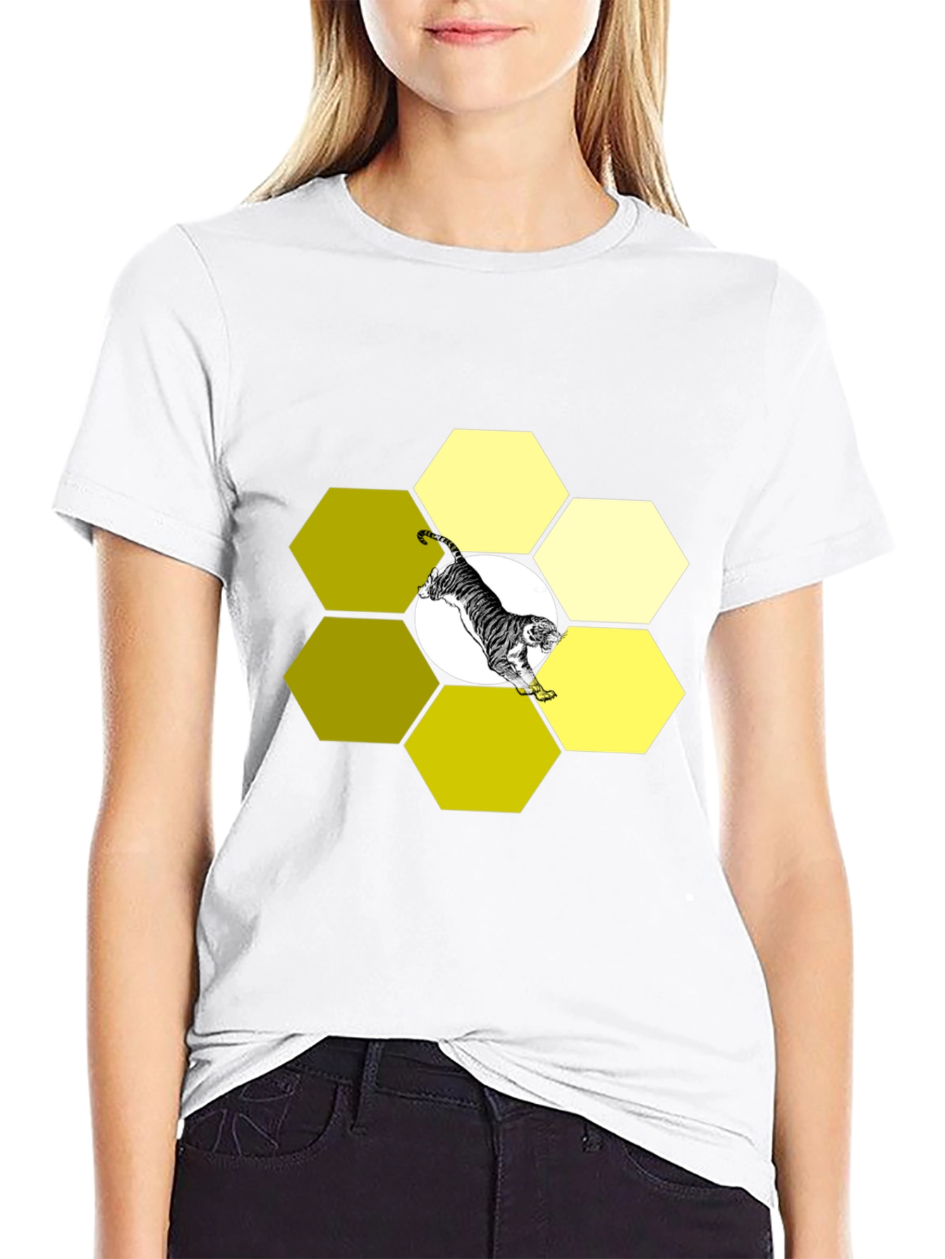 Tiger Hexagon Black Graphic Tee