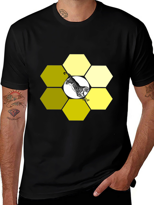 Tiger Hexagon Black Graphic Tee