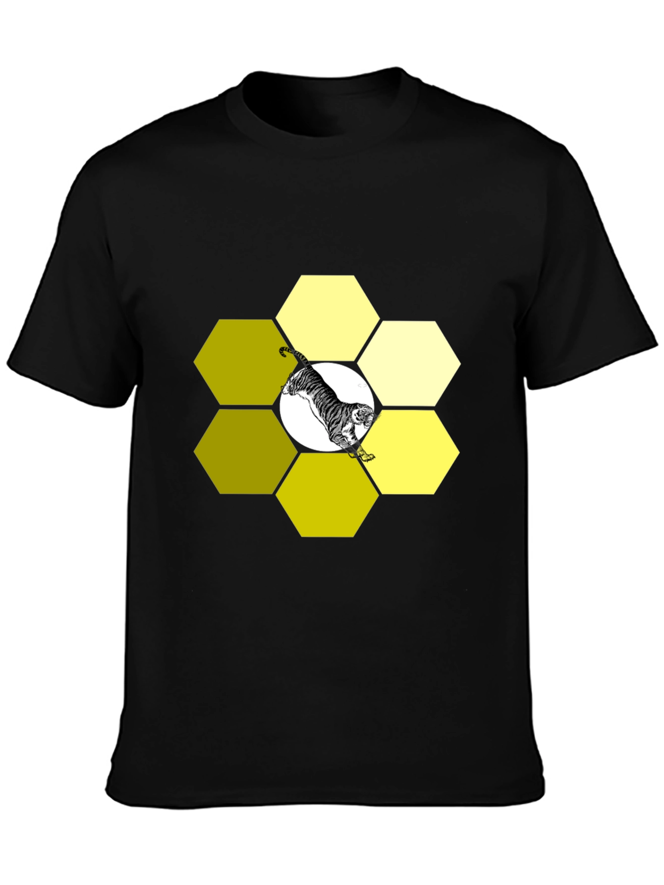 Tiger Hexagon Black Graphic Tee