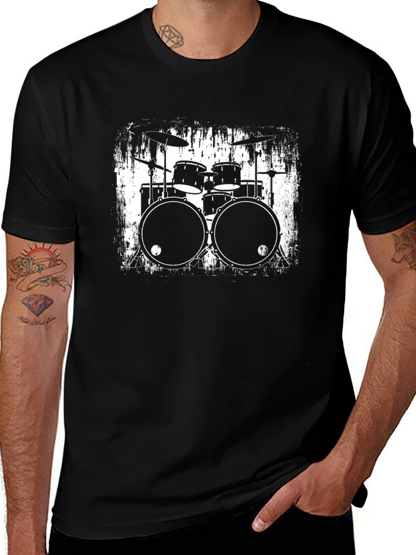 Drum Set Graphic Tee - Black