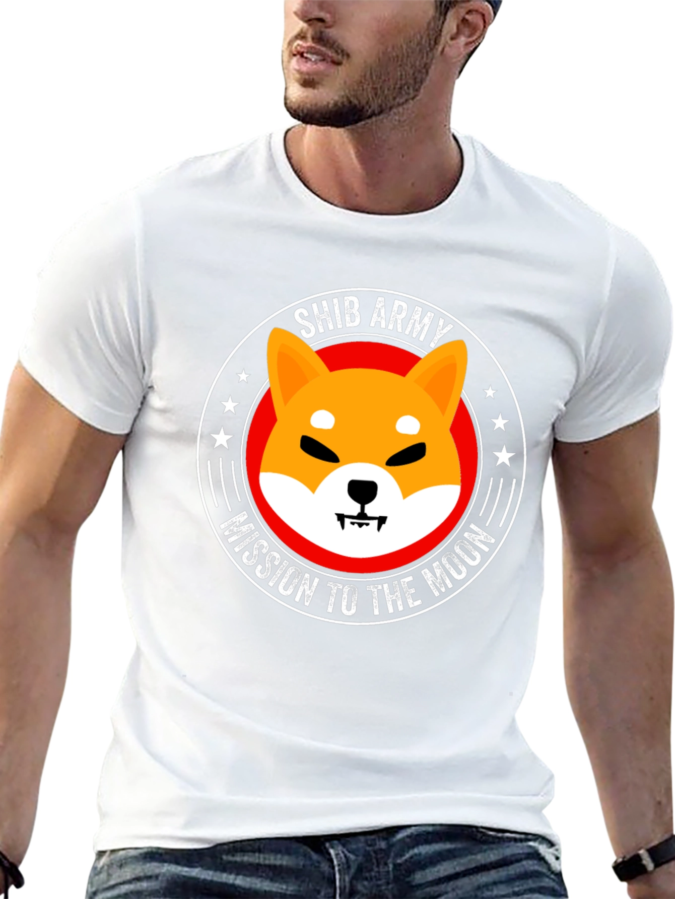 Shib Army Mission to the Moon Black T-Shirt