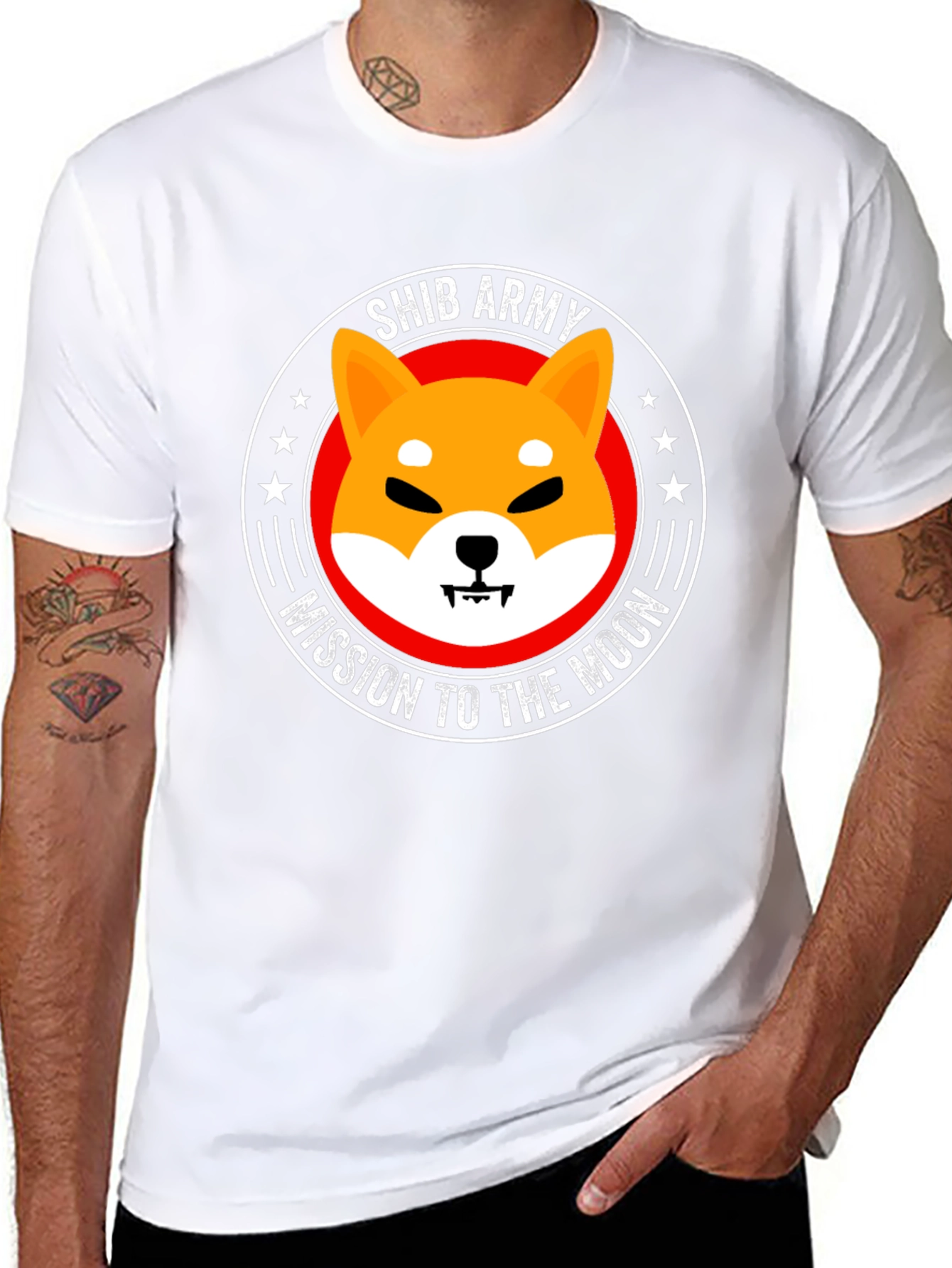 Shib Army Mission to the Moon Black T-Shirt