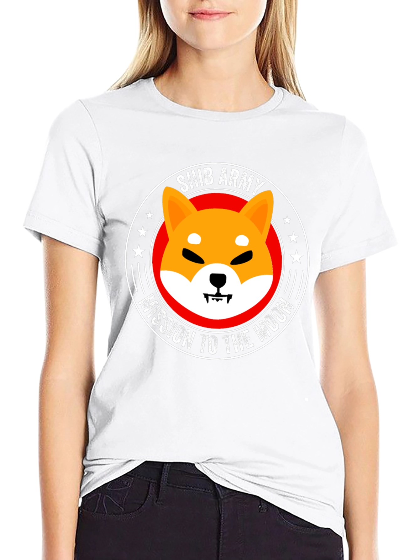 Shib Army Mission to the Moon Black T-Shirt