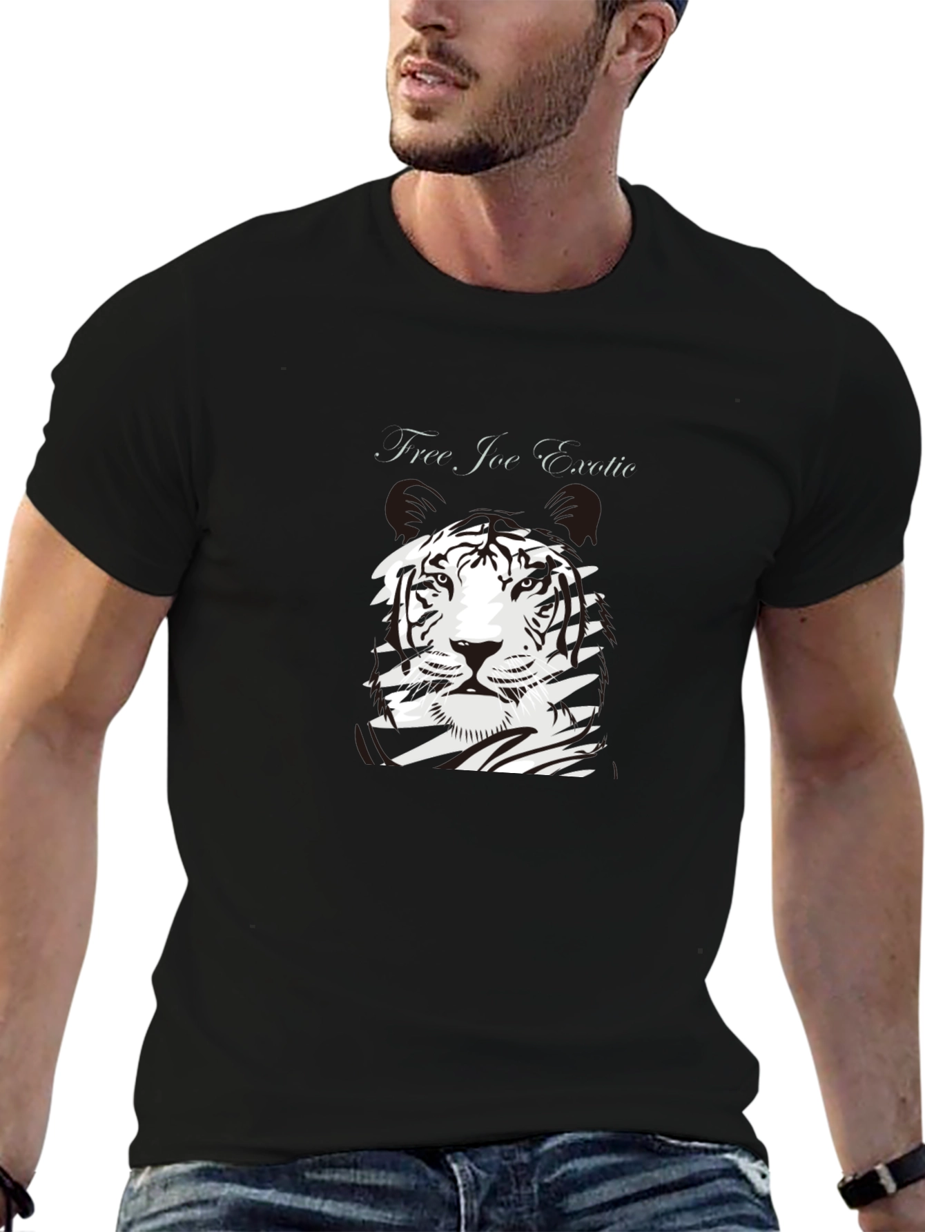 Free Joe Exotic Tiger Graphic Black T-Shirt