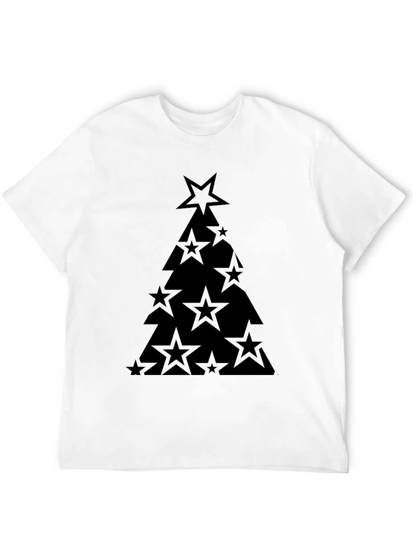 Star Christmas Tree Black T-Shirt