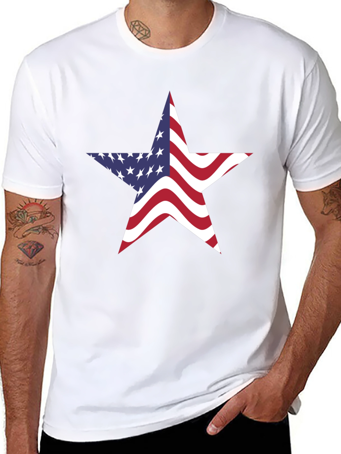 American Flag Star Graphic Tee - Patriotic Pride