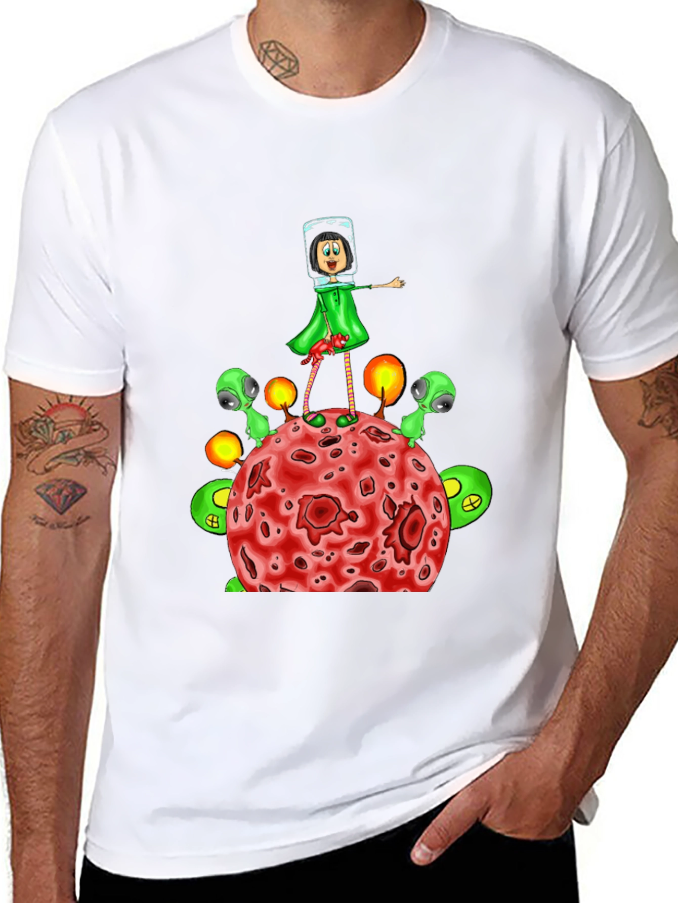 Cosmic Cartoon T-Shirt: Alien Planet Adventure