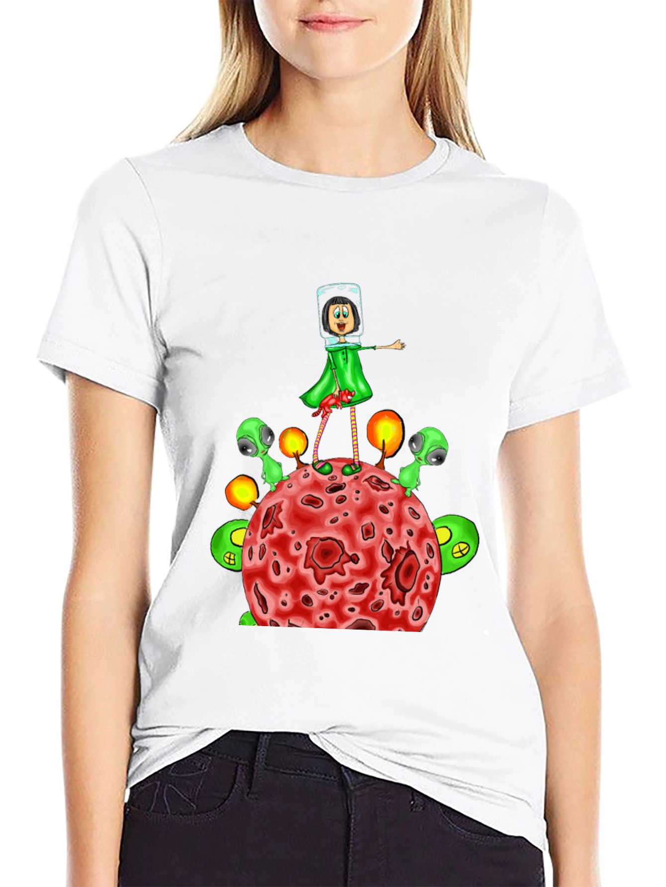 Cosmic Cartoon T-Shirt: Alien Planet Adventure