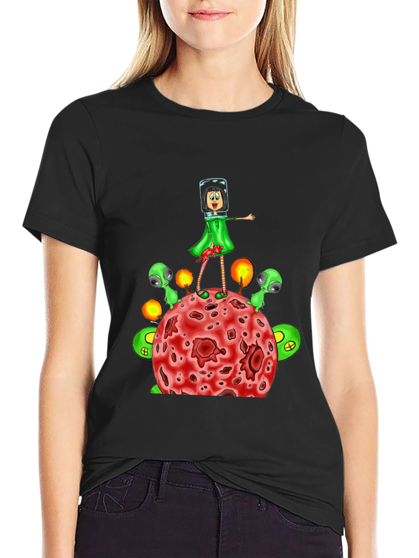 Cosmic Cartoon T-Shirt: Alien Planet Adventure