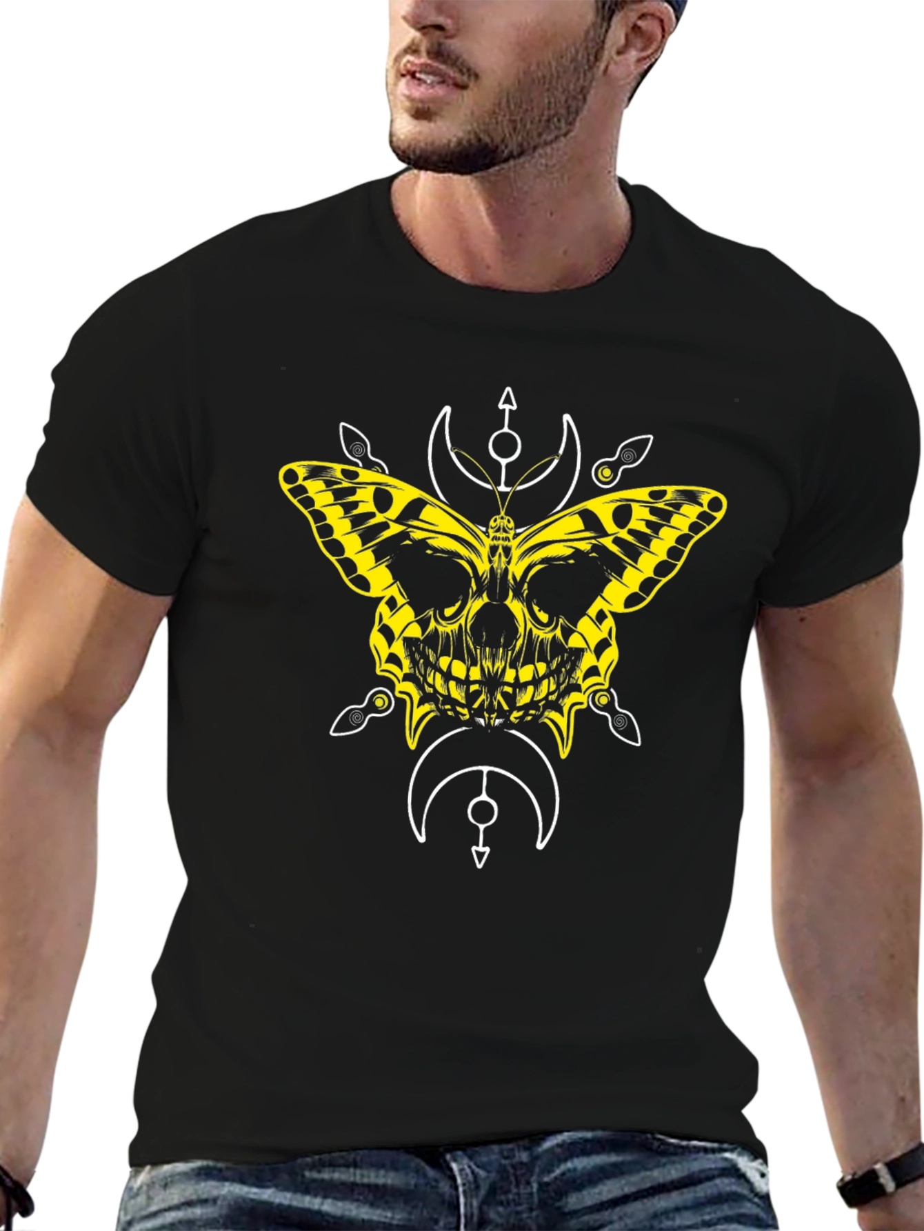 Butterfly Skull Graphic Tee - Black T-Shirt