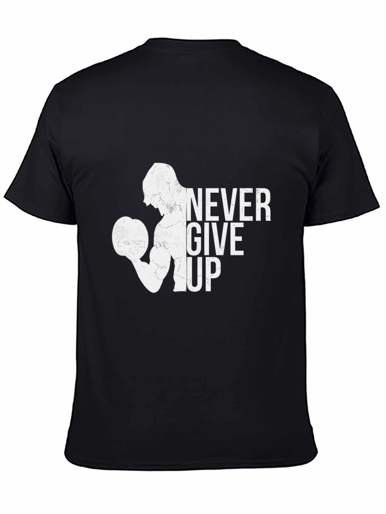 Never Give Up Graphic T-Shirt - Black Cotton Tee