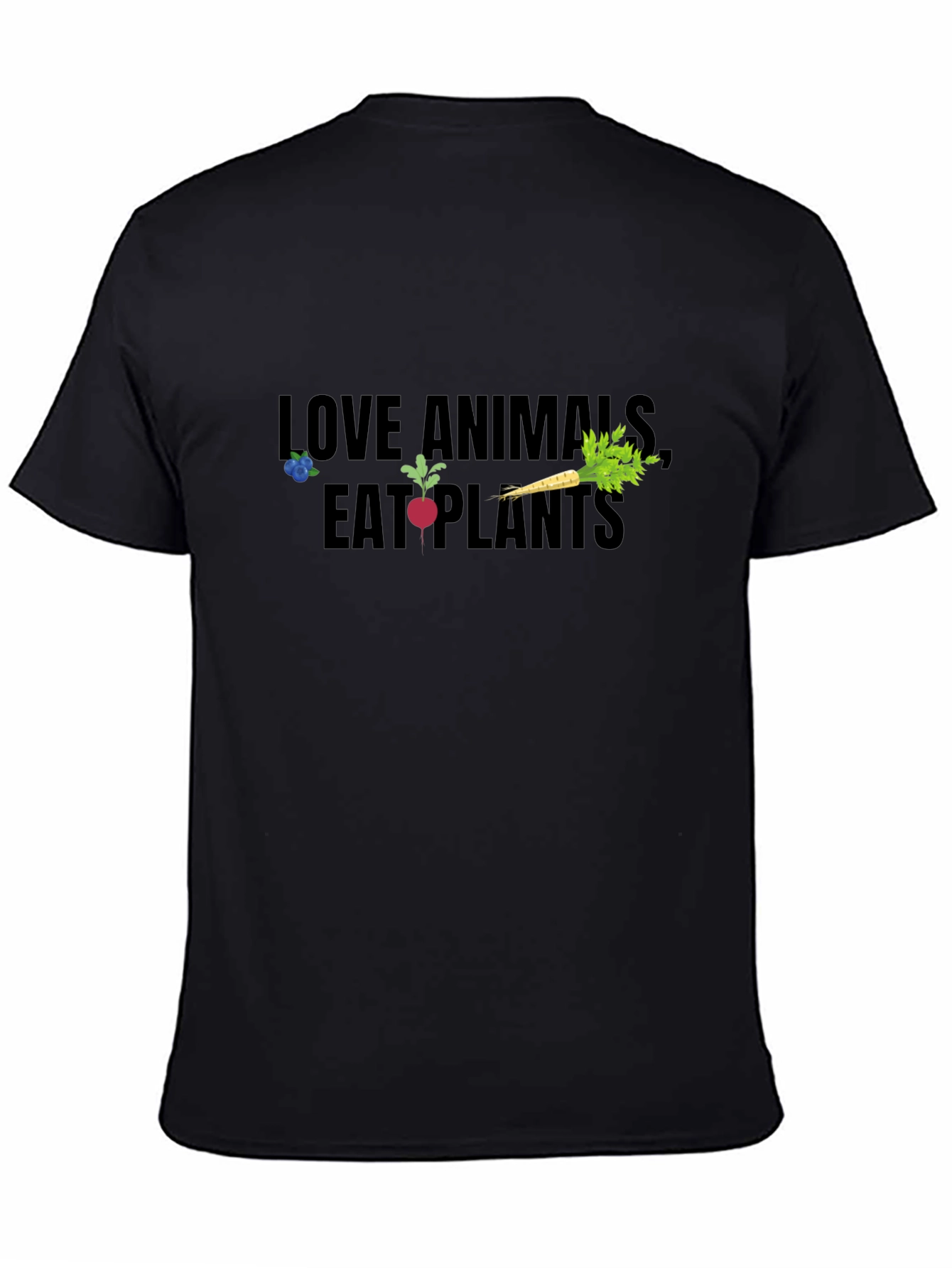Vegan Graphic Tee: Love Animals Eat Plants - Black
