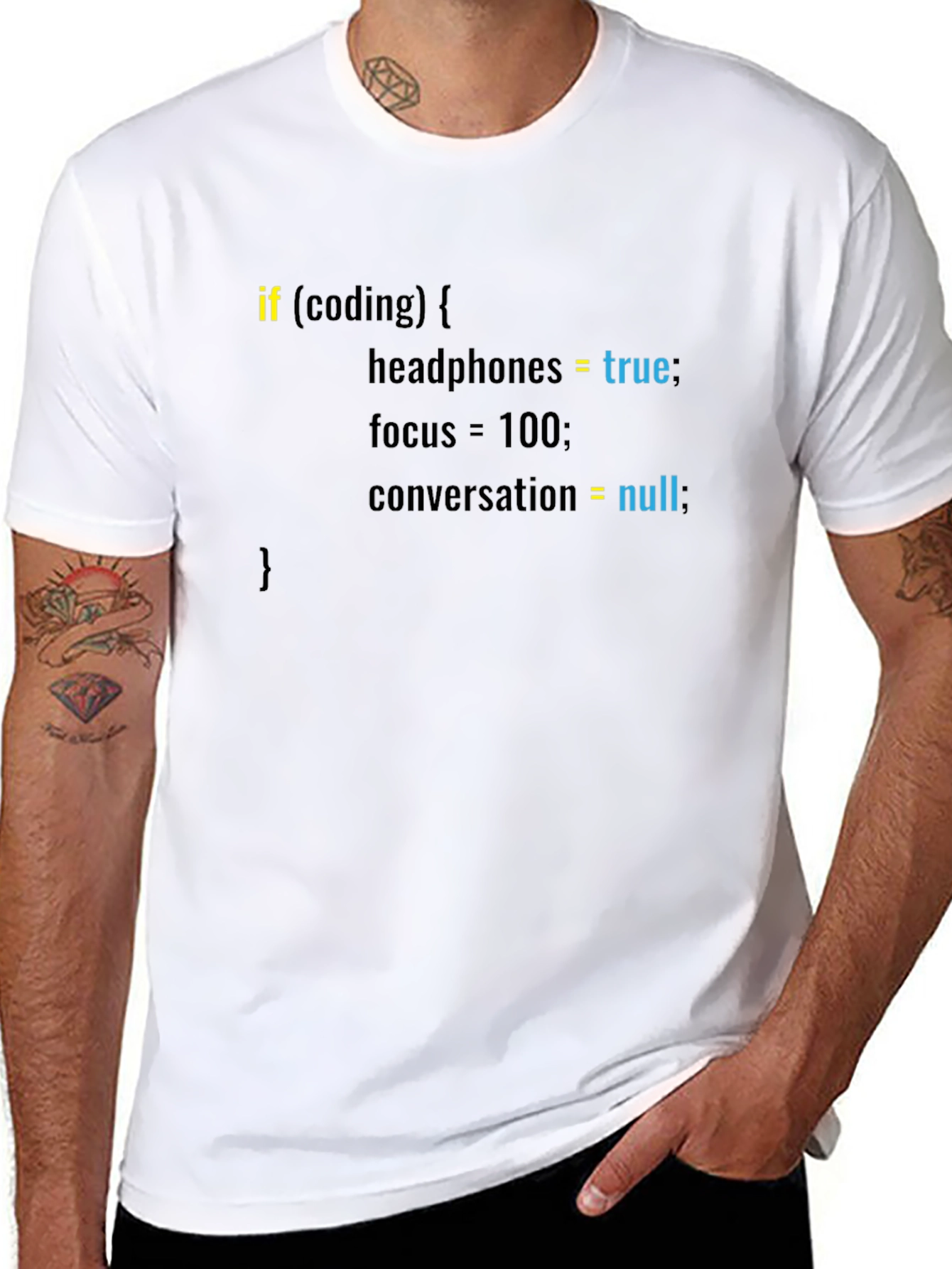 Coding Mode Black Tee - Headphones and Focus!