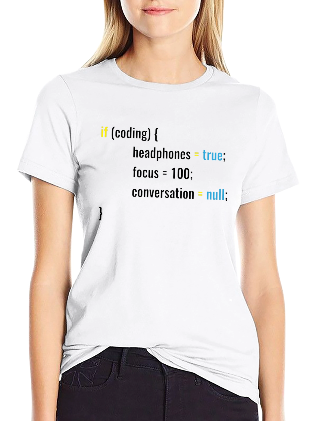 Coding Mode Black Tee - Headphones and Focus!