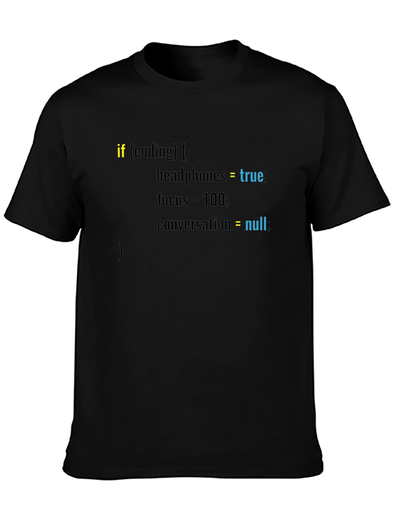Coding Mode Black Tee - Headphones and Focus!