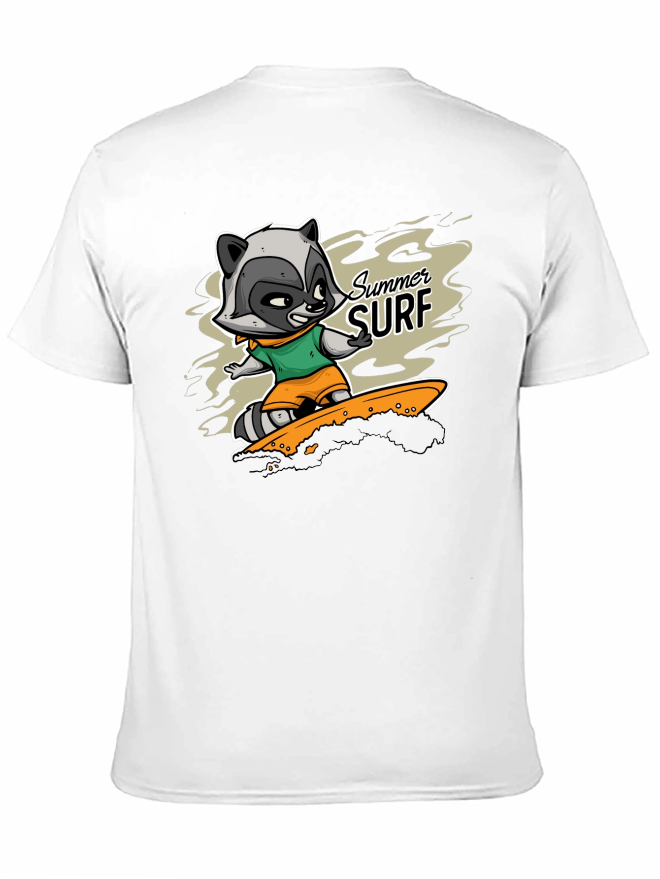 Raccoon Summer Surf Graphic T-Shirt