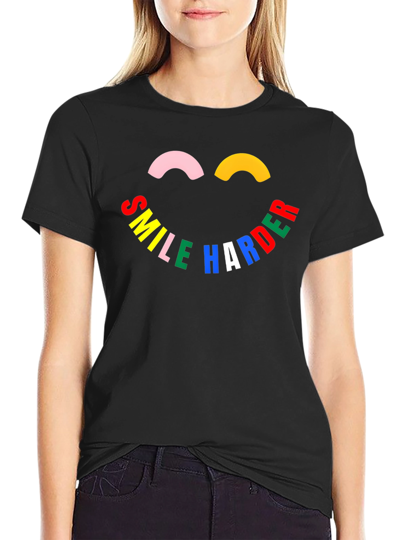 Smile Harder Graphic Tee - Black T-Shirt
