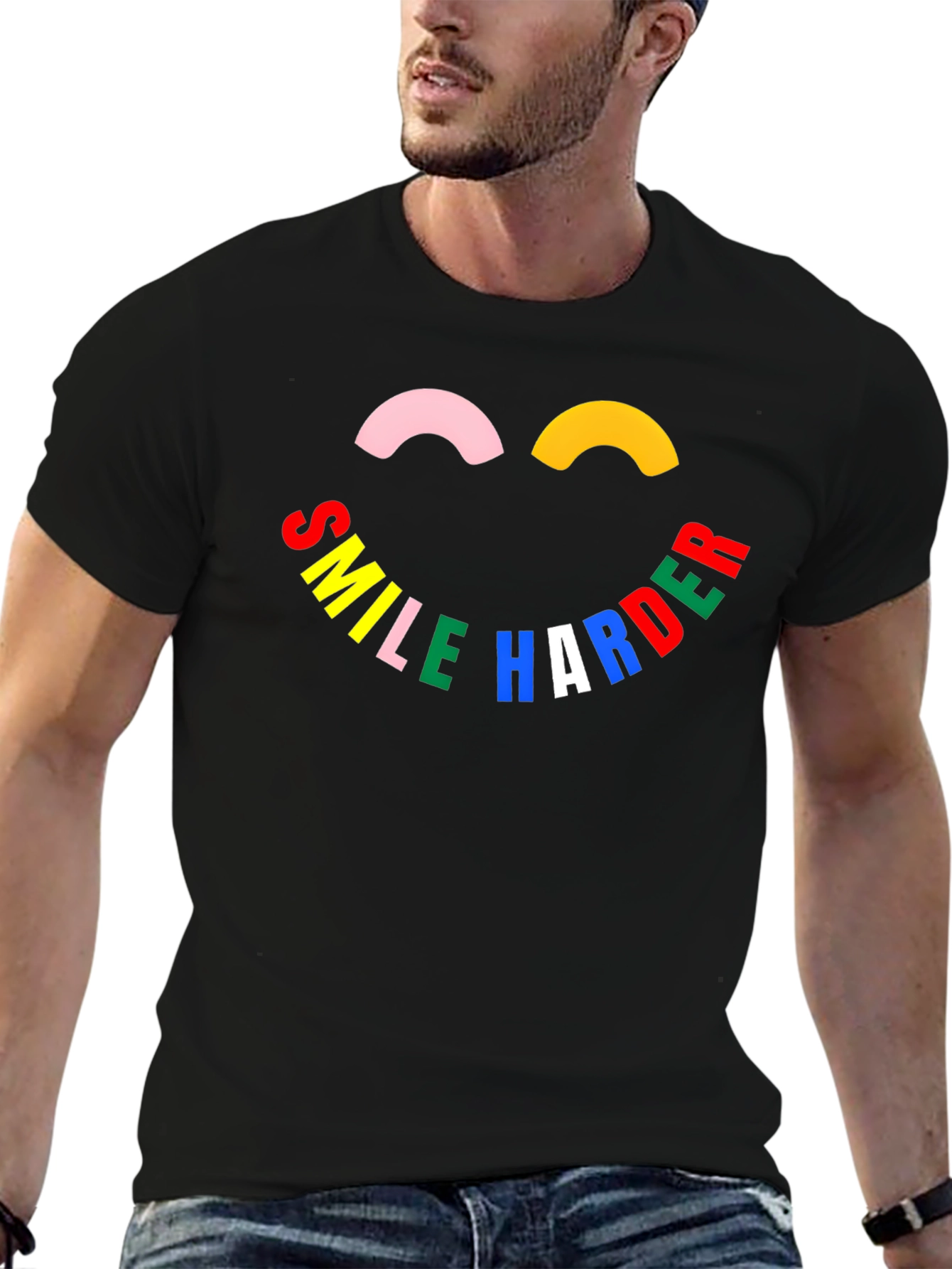 Smile Harder Graphic Tee - Black T-Shirt