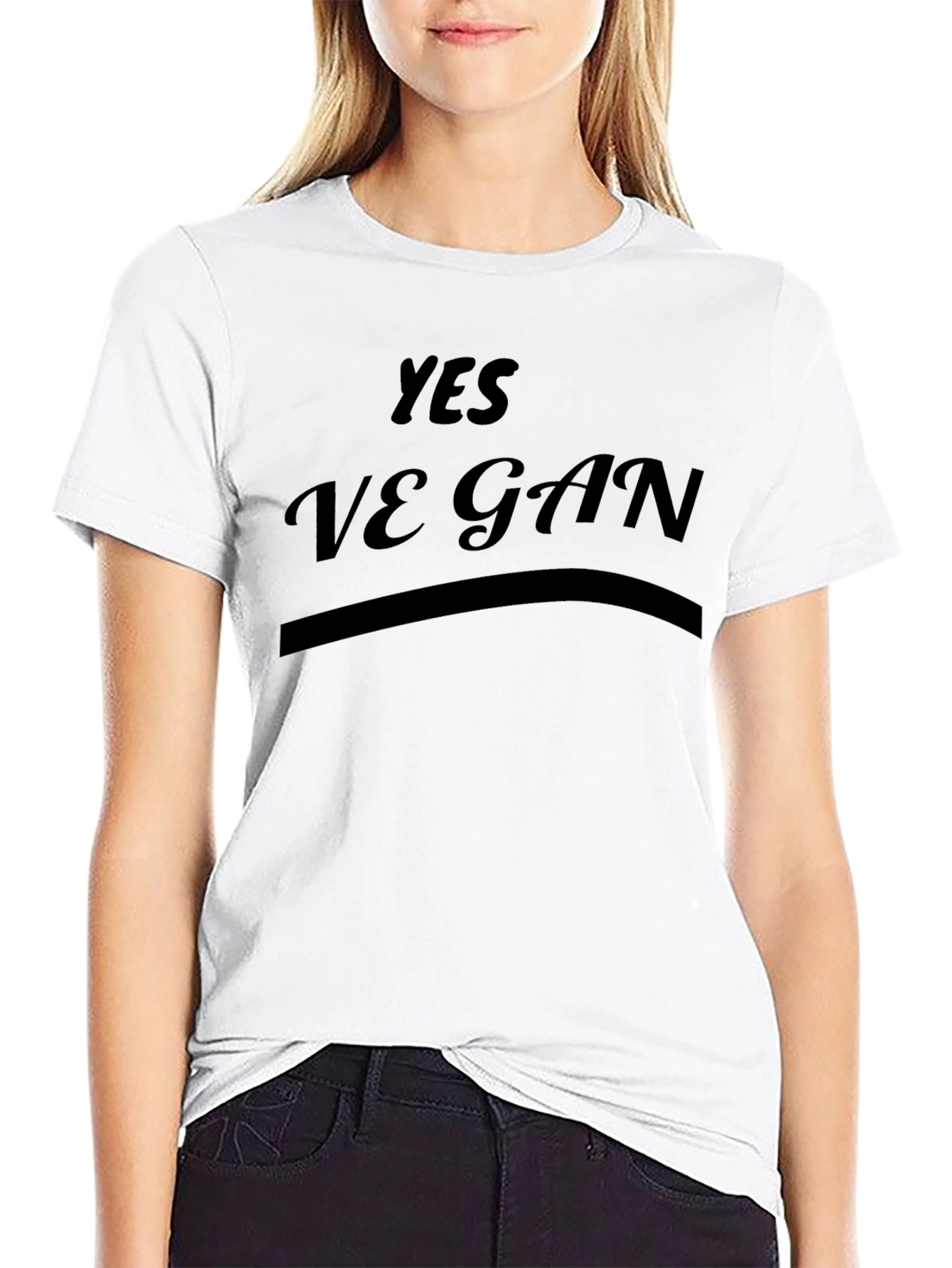 Yes Vegan Graphic T-Shirt -  Black Cotton Blend
