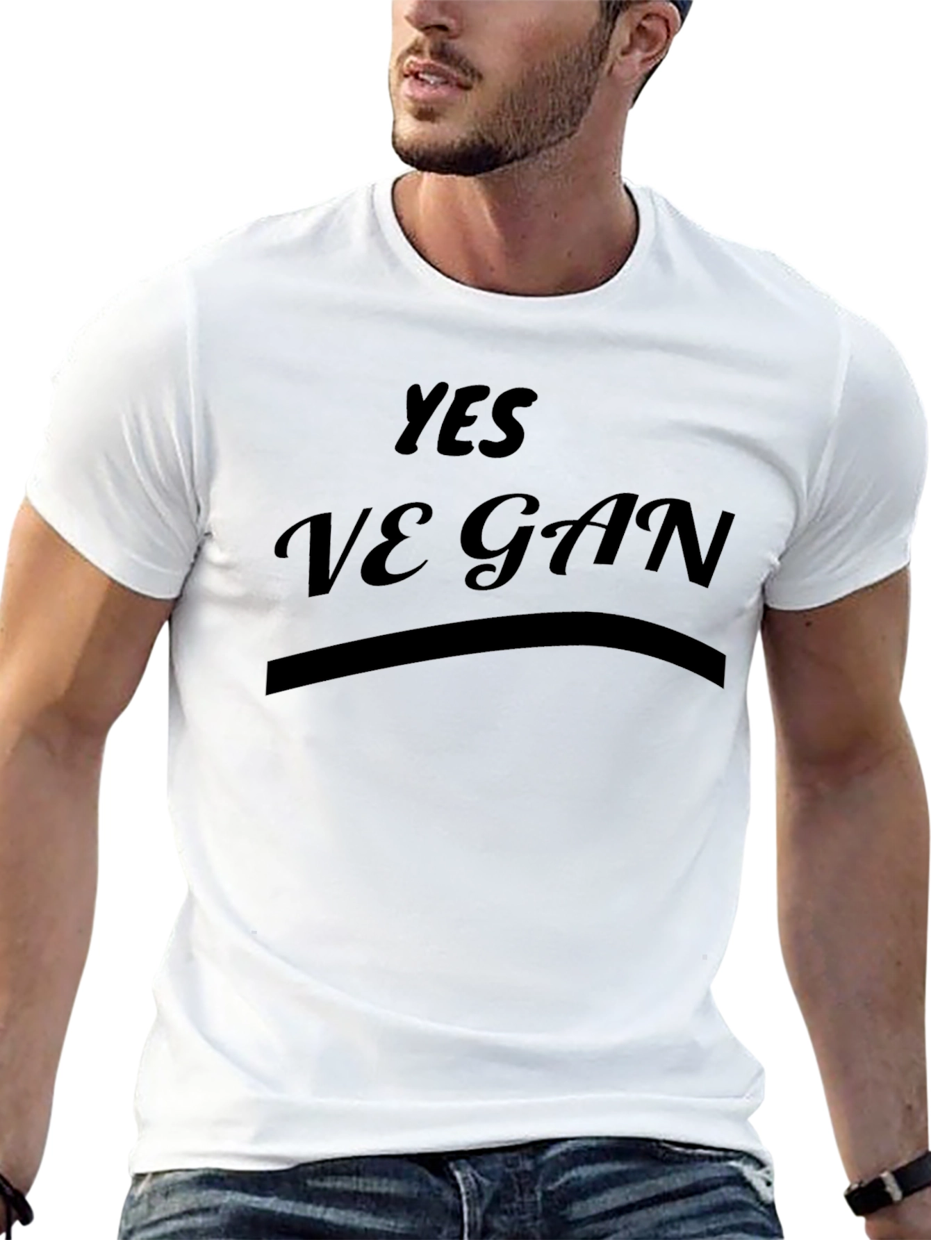 Yes Vegan Graphic T-Shirt -  Black Cotton Blend