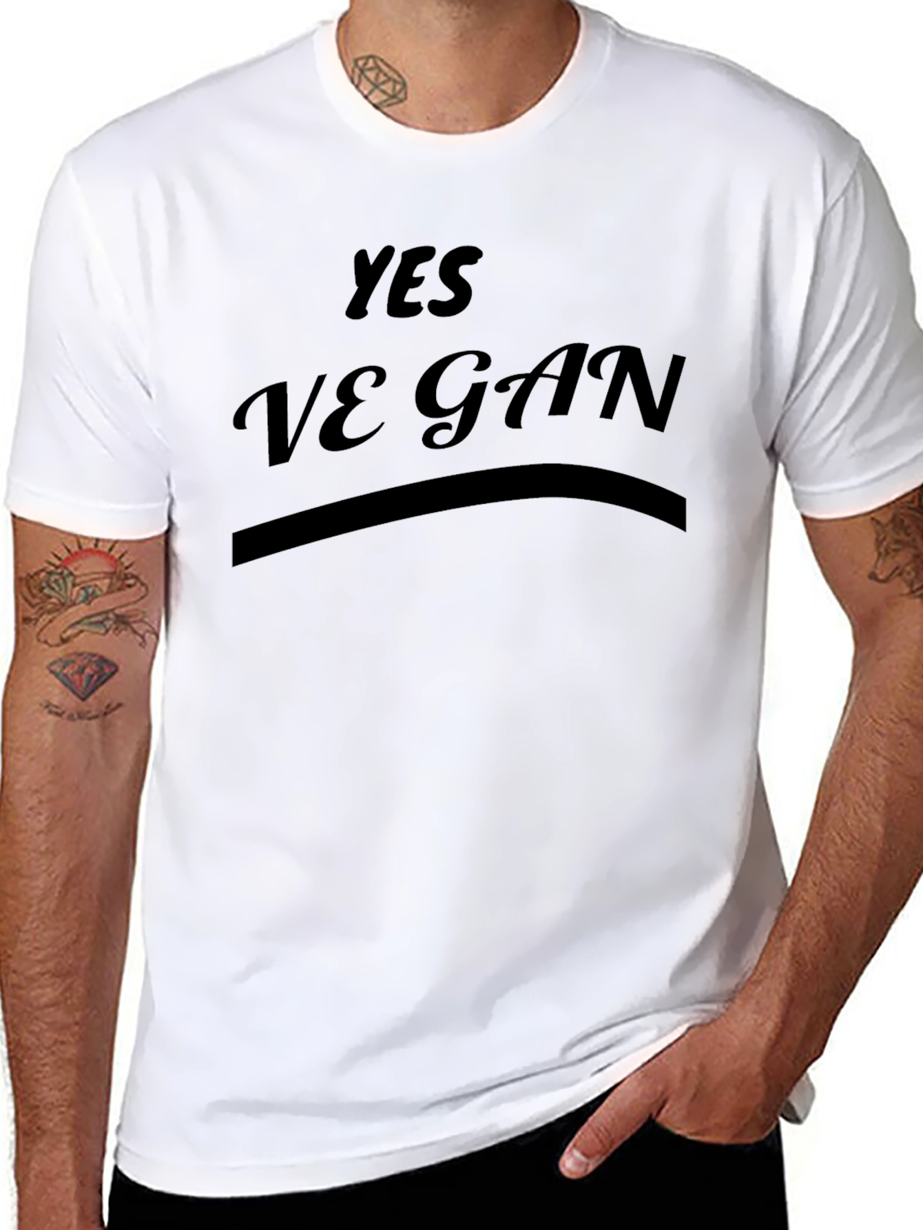Yes Vegan Graphic T-Shirt -  Black Cotton Blend
