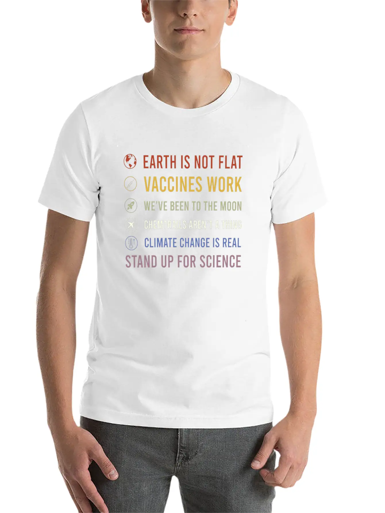 Earth Is Not Flat Stand Up For Science Unisex Casual T-Shirt – Clean Design For Daily Comfort