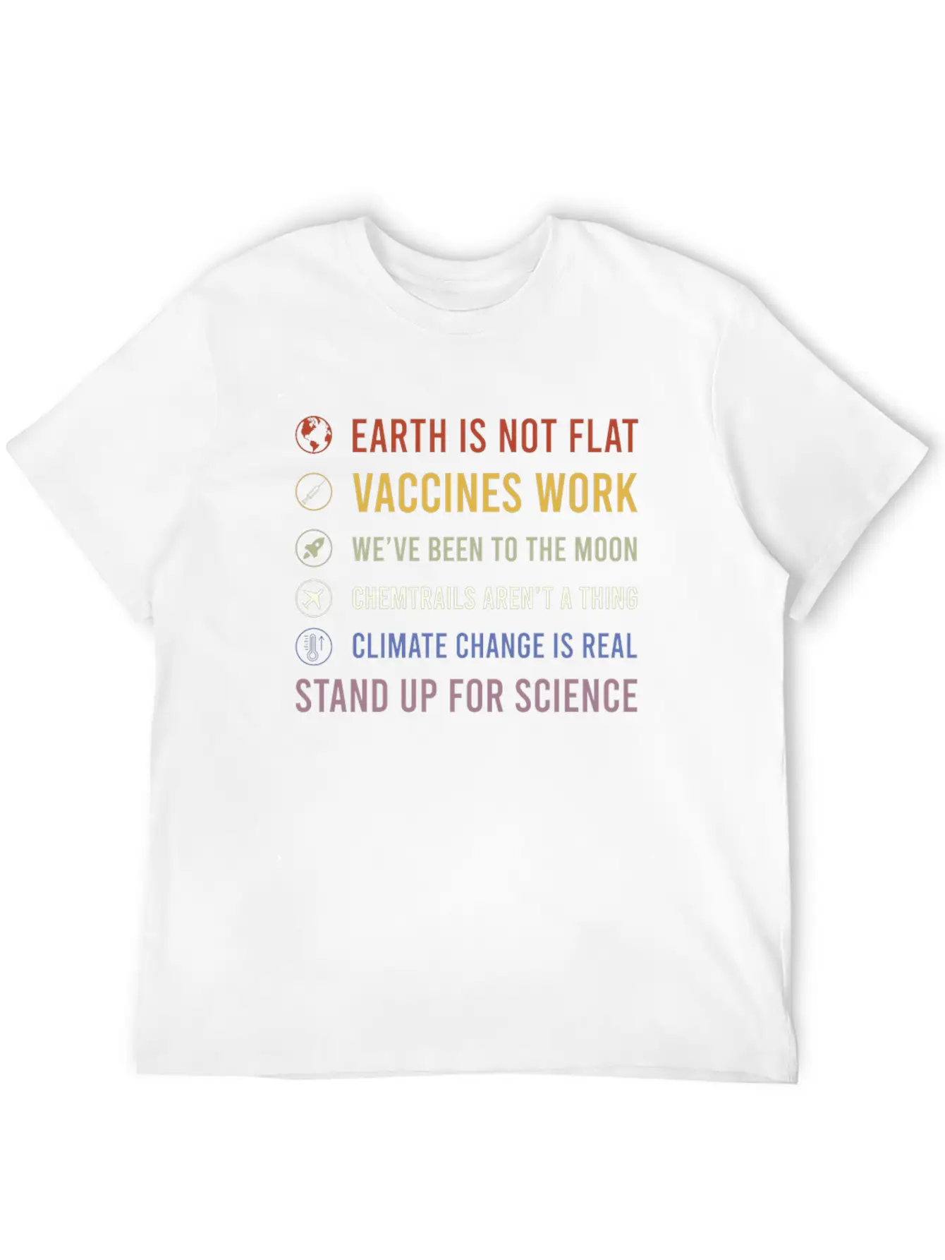 Earth Is Not Flat Stand Up For Science Unisex Casual T-Shirt – Clean Design For Daily Comfort