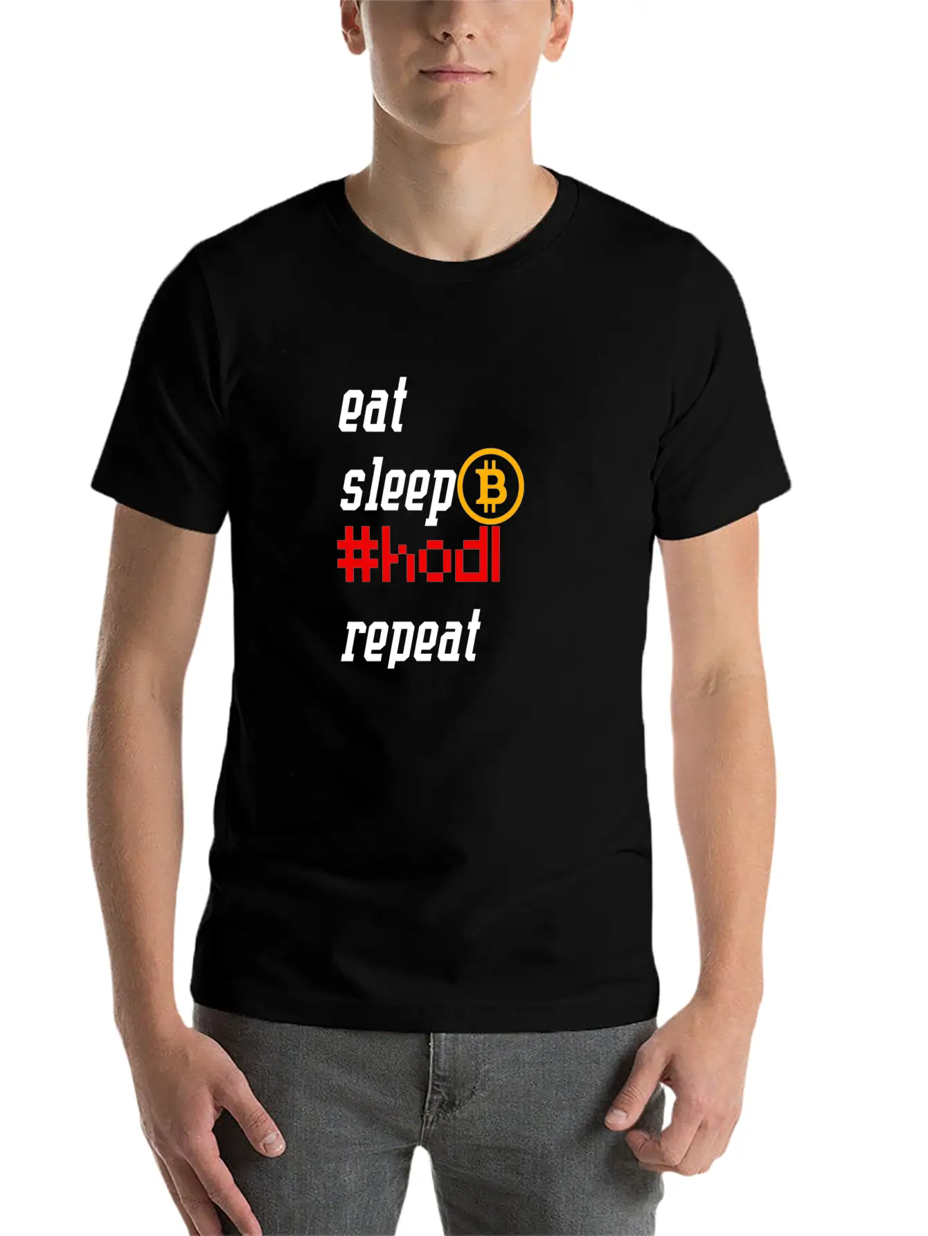 Eat | Sleep | Hodl | Repeat - Bitcoin Edition Unisex Casual T-Shirt – Clean Design For Daily Comfort